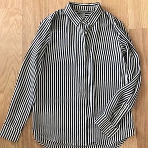 H&M Women's Black & White Striped Button Up Shirt